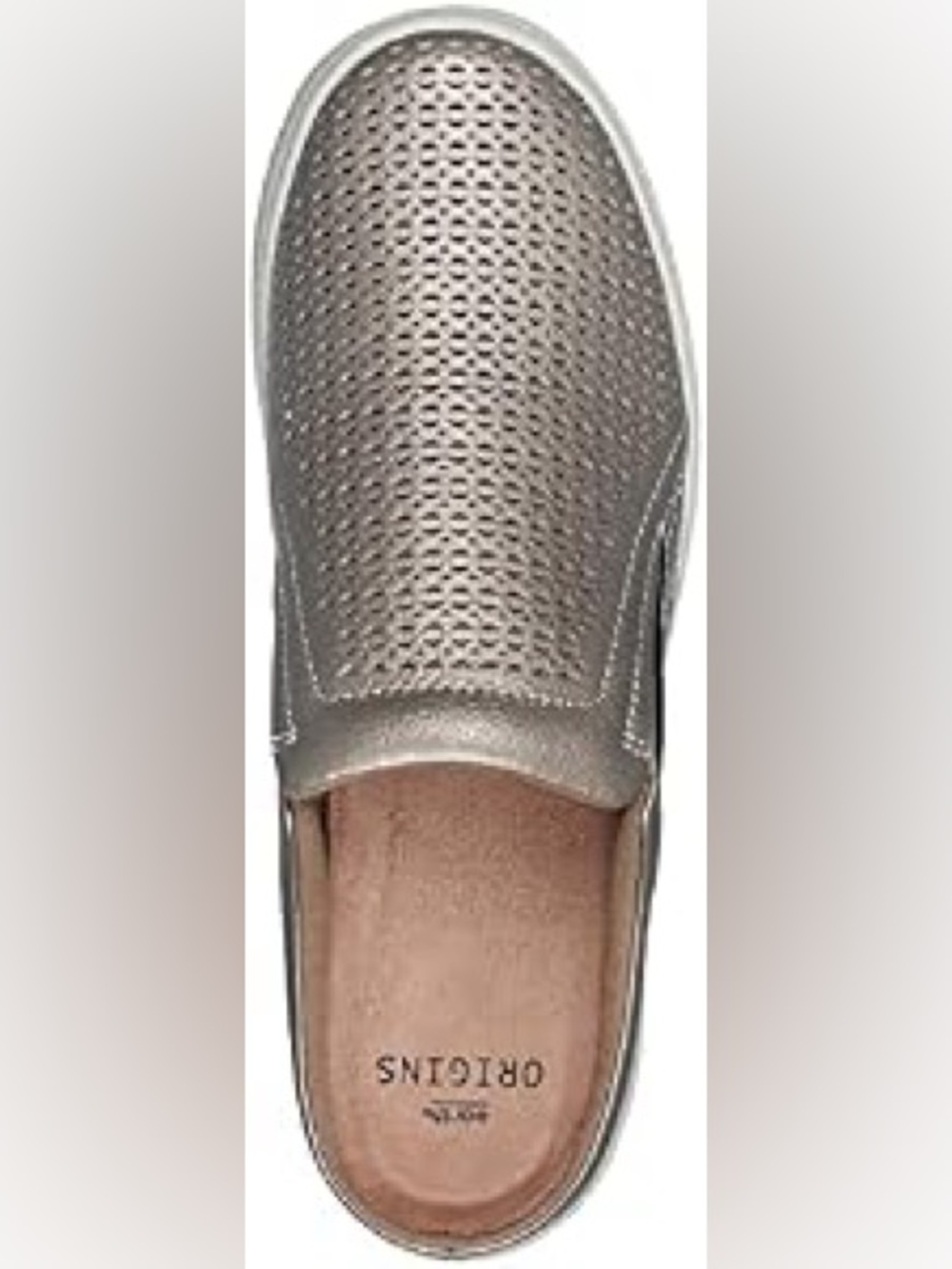 Earth Origans Slip-On Perforated Metallic Taupe Loafer. 7